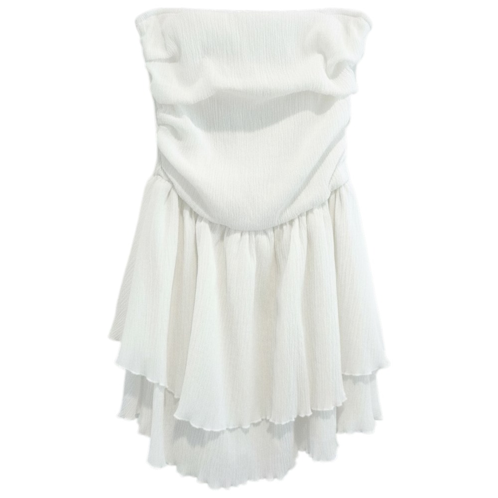 Cider Strapless Smocked Tiered Ruffle Dress Womens L Coquette Fairycore White